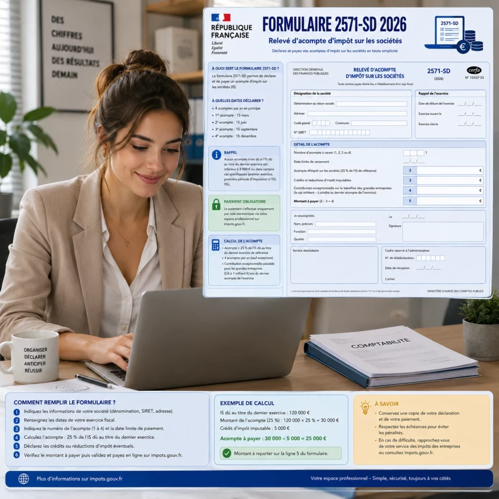 Formulaire 2571-SD 2026 télécharger, remplir et calculer votre relevé d'acompte d'impôt sur les sociétés