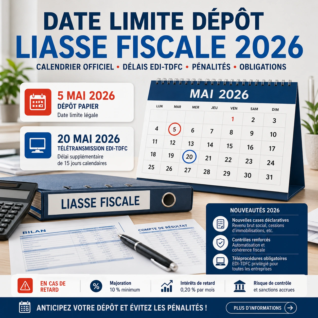 Date limite dépôt liasse fiscale 2026 : calendrier officiel, délais EDI-TDFC, pénalités et obligations fiscales 2 Date limite dépôt liasse fiscale 2026 calendrier officiel,