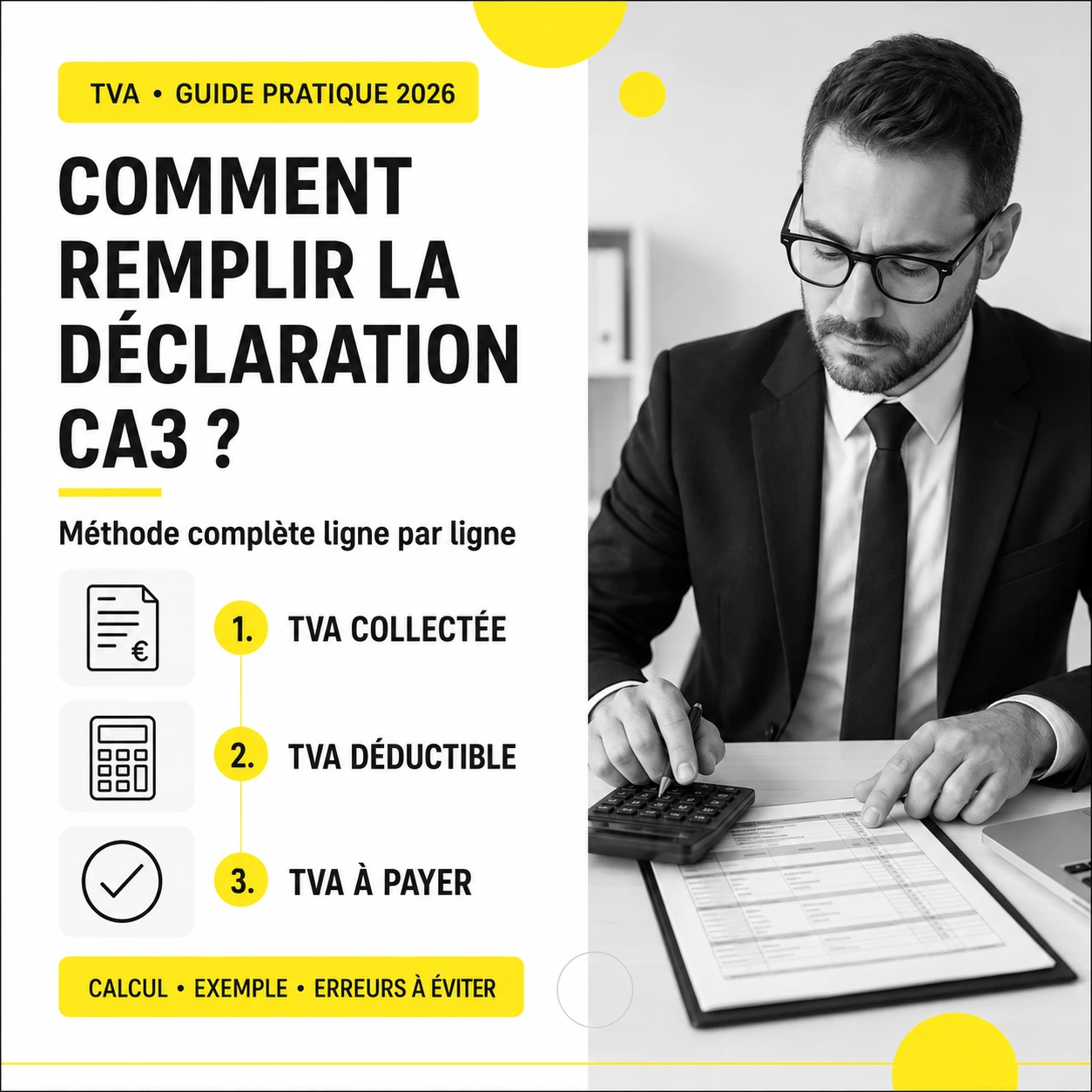 Comment remplir la déclaration CA3 en 2026 ligne par ligne